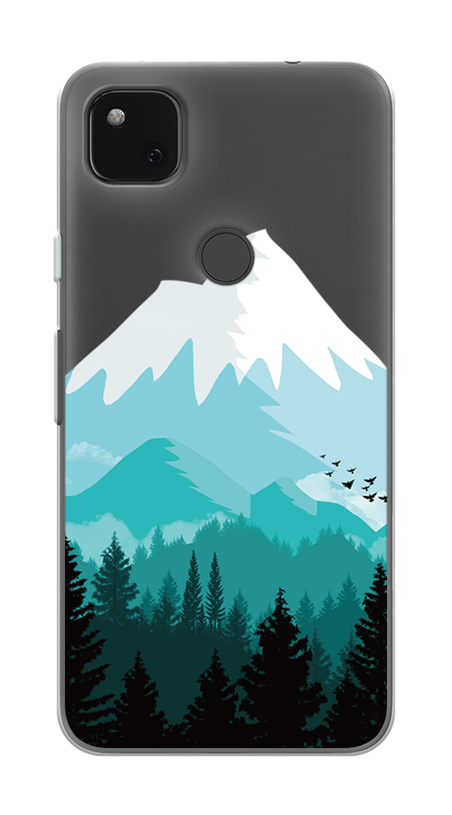 

Чехол на Google Pixel 4A "Синяя снежная гора", Белый;голубой;бирюзовый, 270650-2