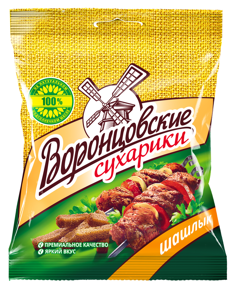 Сухарики Воронцовские ржано-пшеничные со вкусом Шашлыка 120 г