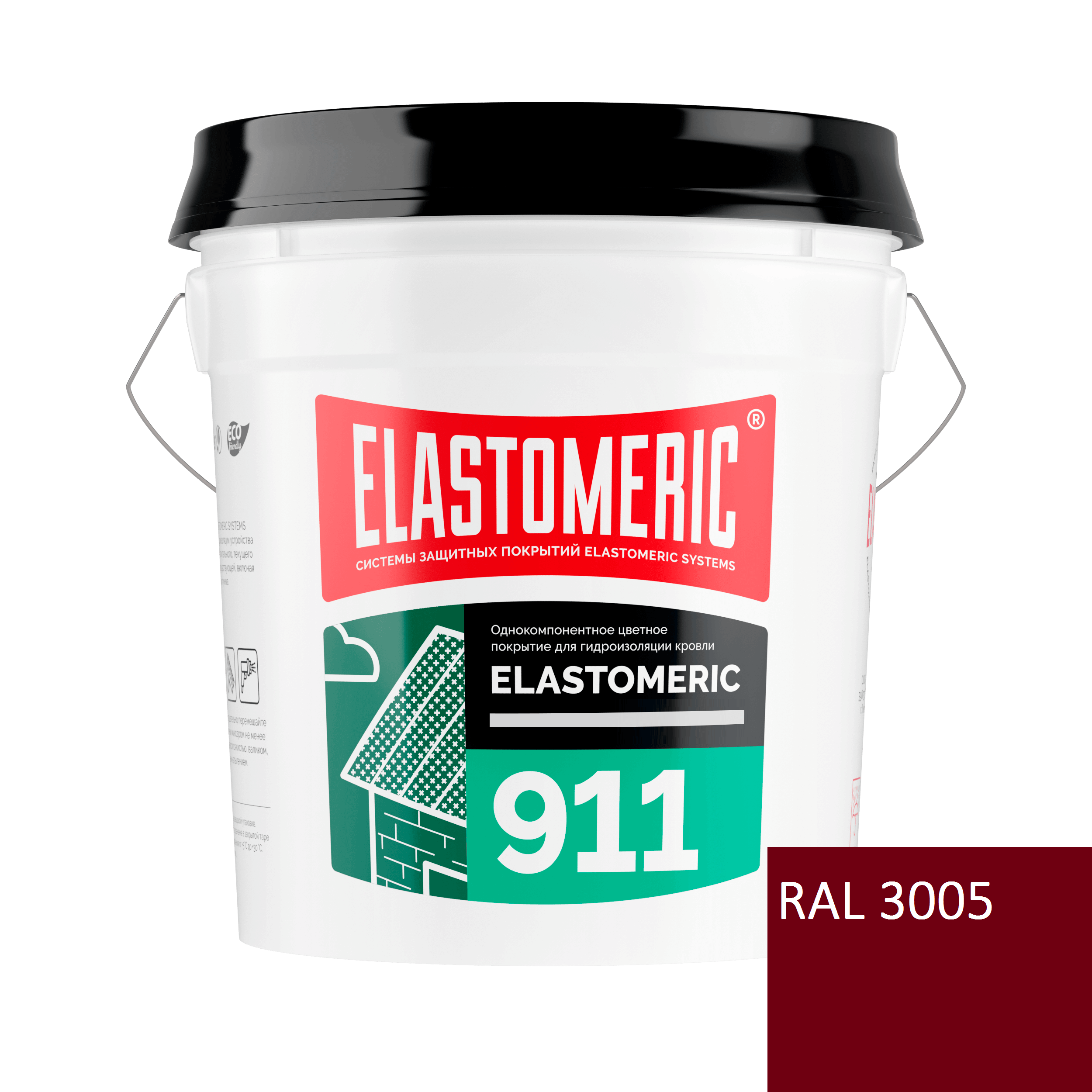 

Жидкая резина для кровли, гидроизоляционная мастика Elastomeric-911, RAL 3005, 20кг.