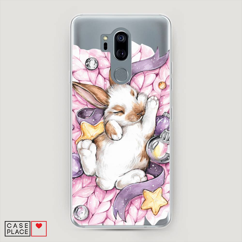 

Чехол на LG G7 ThinQ "Кролик спит", Розовый;белый, 83450-5