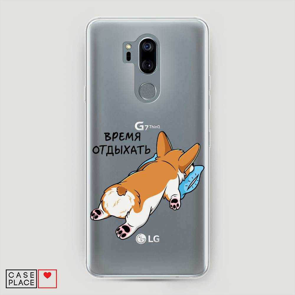 

Чехол на LG G7 ThinQ "Корги отдыхает", Черный;коричневый;голубой, 83450-1