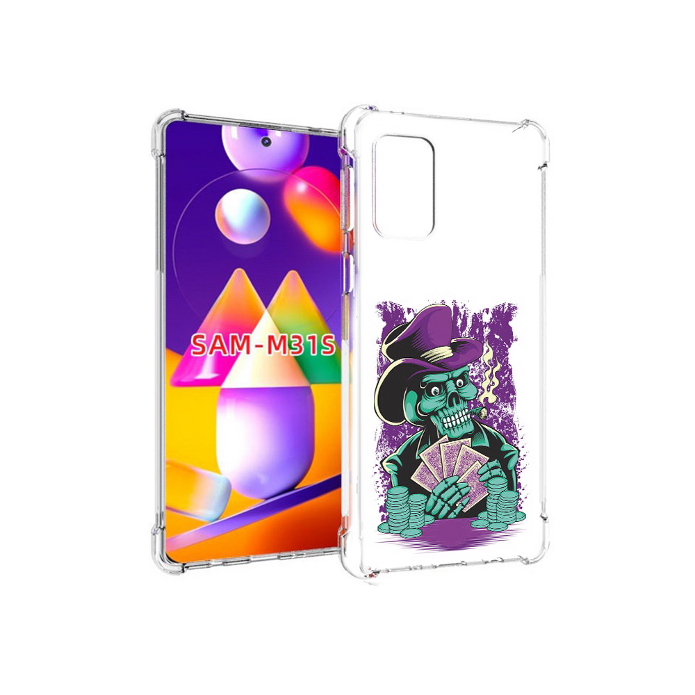 

Чехол MyPads Tocco для Samsung Galaxy M31s зеленый череп с картами (PT152186.489.361), Прозрачный, Tocco