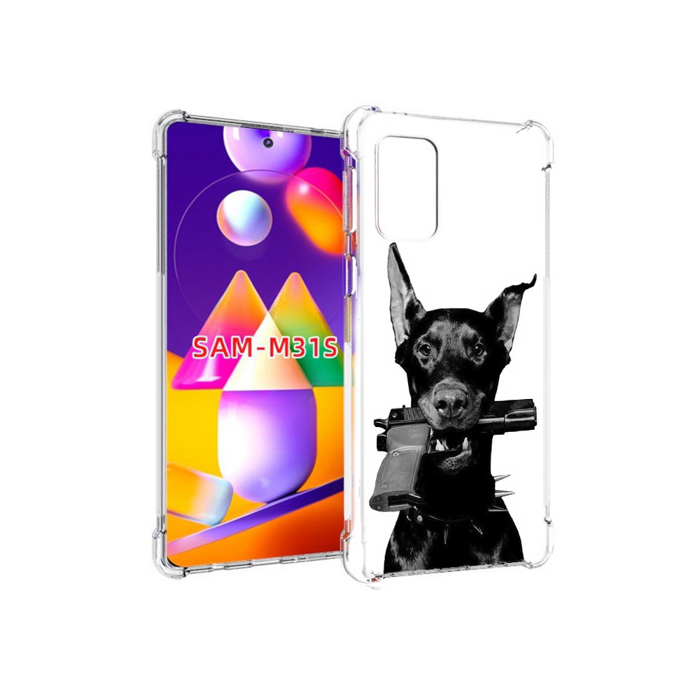 

Чехол MyPads Tocco для Samsung Galaxy M31s доберман с пистолетом (PT152186.489.331), Прозрачный, Tocco