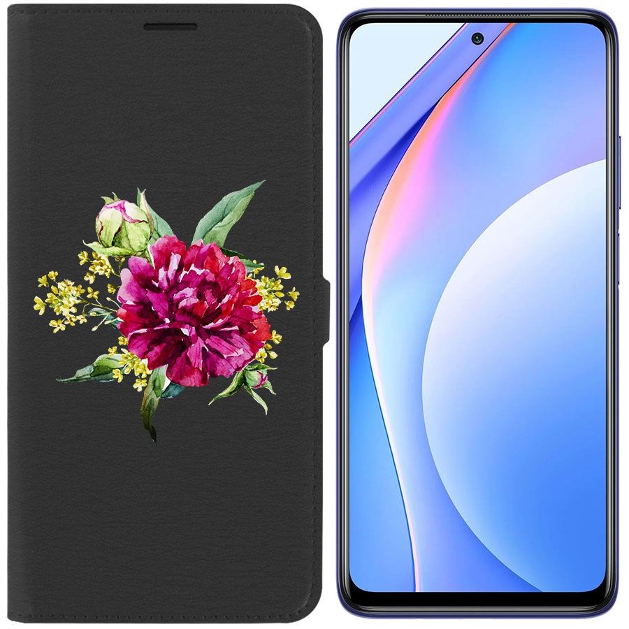 

Чехол-книжка Eco Book для Xiaomi Mi 10T Lite Цветочная акварель, Черный