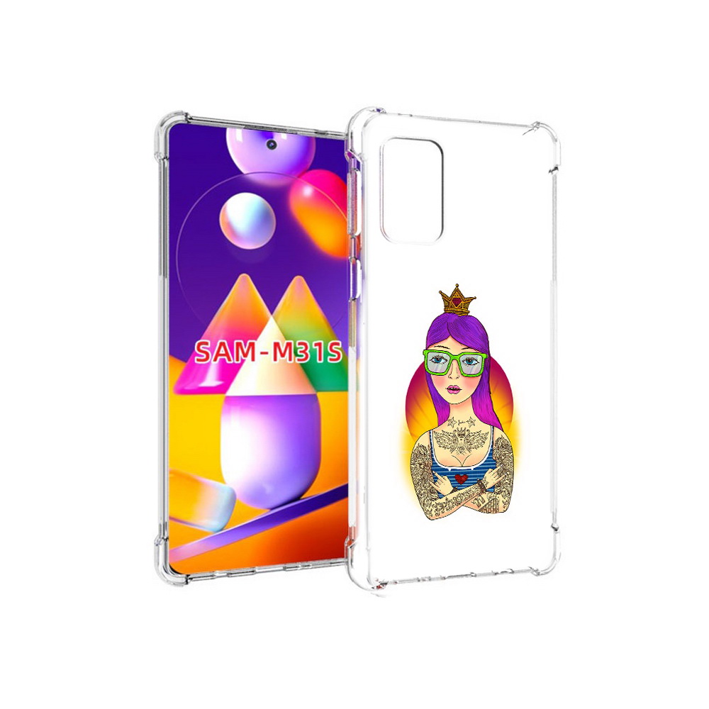 

Чехол MyPads Tocco для Samsung Galaxy M31s девушка в татуировках с короной, Прозрачный, Tocco