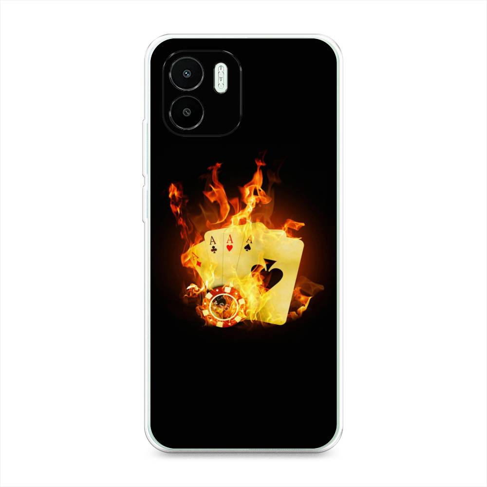 

Чехол Awog на Redmi A1 / Редми A1 "Горящие карты", Черный;оранжевый