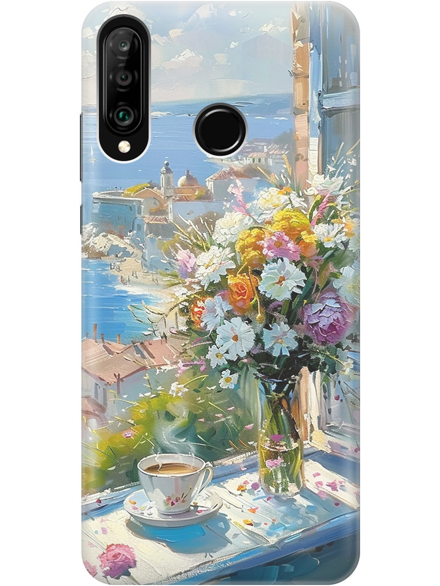 

Силиконовый чехол на Honor 20 Lite / 20s / Huawei P30 Lite с принтом "Букет цветов и кофе", Прозрачный;белый;голубой, 720772022