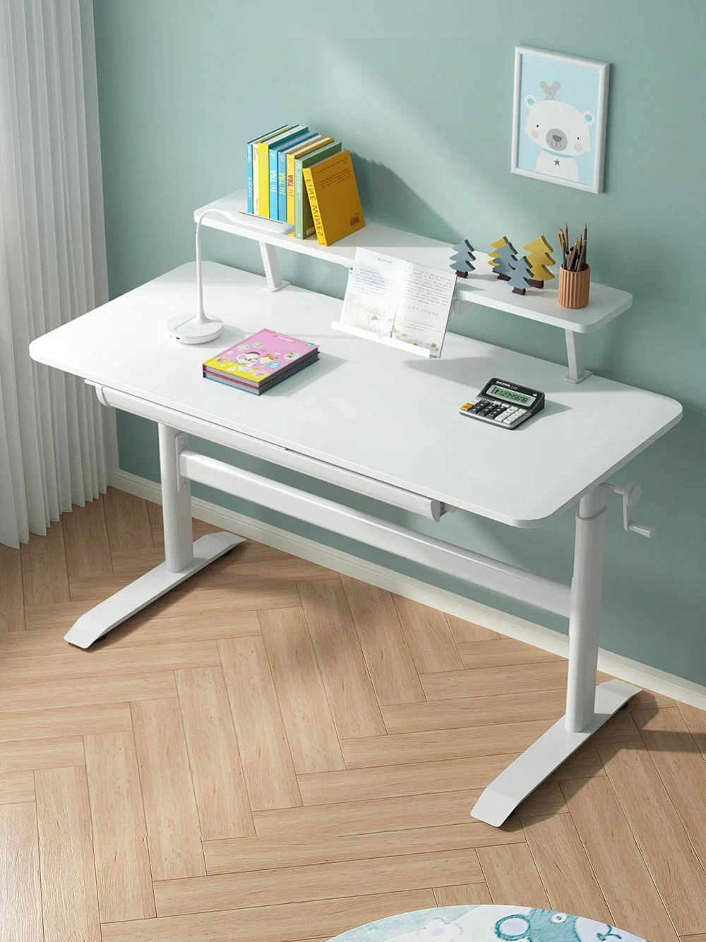 

Стол детский регулируемый Everprof Kids Table 2 с ящиком и полкой, МДФ, Белый