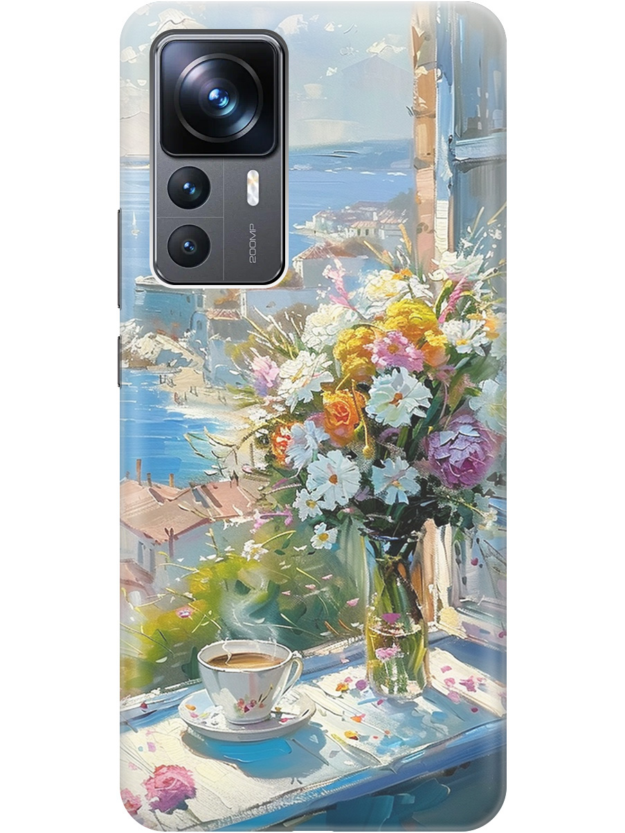 

Силиконовый чехол на Xiaomi 12T / 12T Pro с принтом "Букет цветов и кофе", Прозрачный;белый;голубой, 762091922