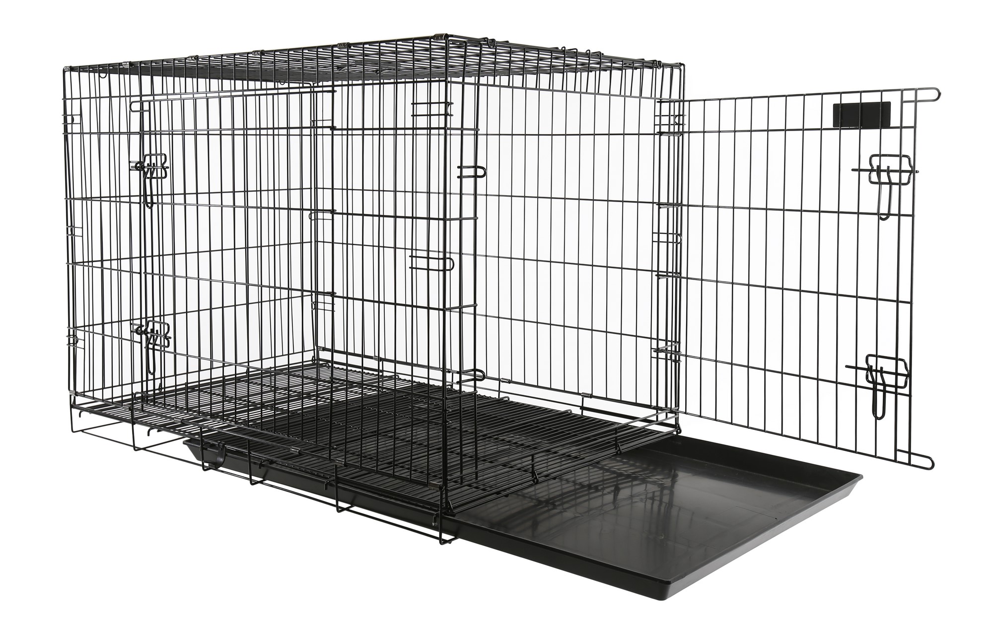 фото Клетка для собак металлическая тото № 5+ черная, с 2-мя дверьми, поддоном и сеткой toto