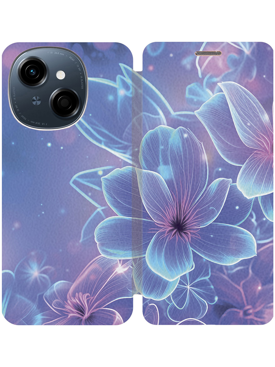 

Чехол-книжка на Tecno Spark Go 1 / Pop 9 с принтом "Неоновые лилии" золотой, Золотистый;фиолетовый, 786716923