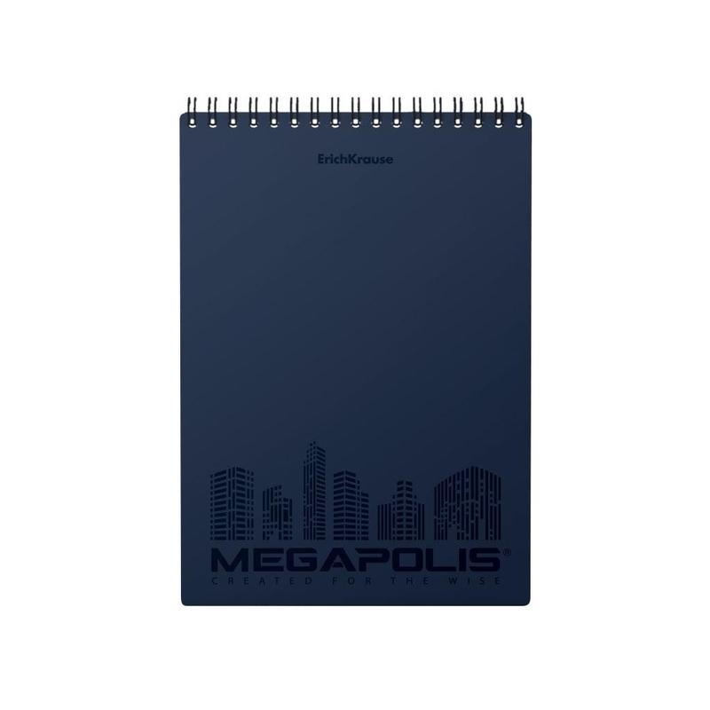 

Блокнот ErichKrause А5 MEGAPOLIS 80л обл.пласт,синий,спир,клетка 45949, 1466233 1466233