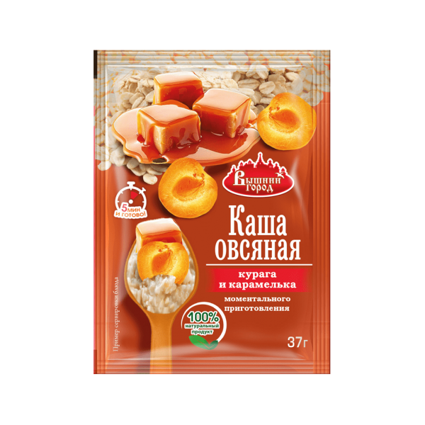 фото Каша вышний город овсяная с курагой и карамелькой быстрого приготовления 37 г