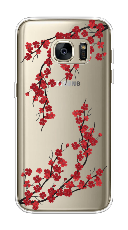 

Чехол на Samsung Galaxy S7 "Красная сакура", Красный;черный, 24550-2