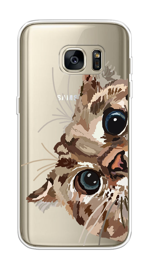 

Чехол на Samsung Galaxy S7 "Любопытный кот", Коричневый;синий;черный, 24550-1