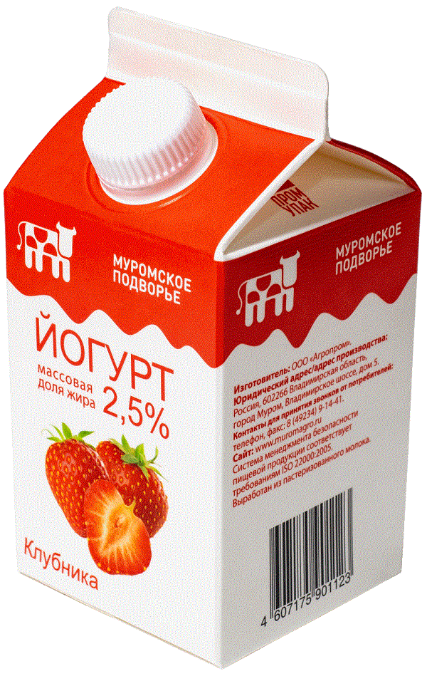 

Питьевой йогурт Муромское подворье клубника 2,5% 500 г