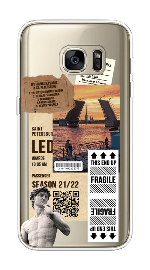 

Чехол на Samsung Galaxy S7 "Санкт-Петербург коллаж", Коричневый;бежевый;белый, 24550-6