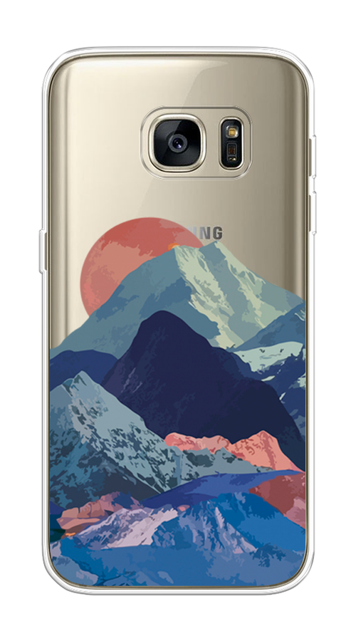

Чехол на Samsung Galaxy S7 "Закат в снежных горах", Красный;серый;голубой, 24550-2