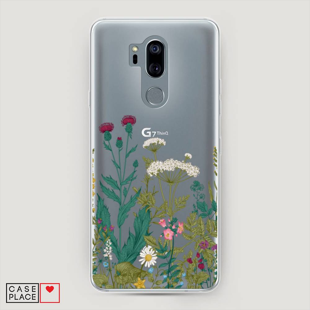 

Чехол на LG G7 ThinQ "Дикие полевые цветы", Зеленый;розовый;белый, 83450-2