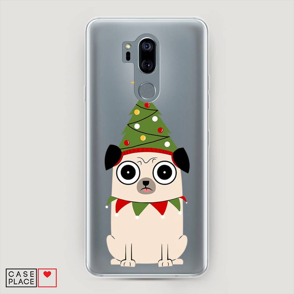 

Чехол на LG G7 ThinQ "Собачка с ёлочкой", Бежевый;красный;зеленый, 83450-1
