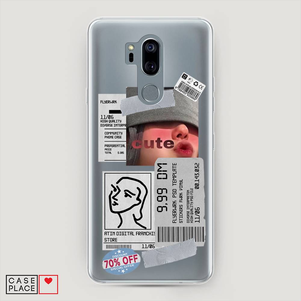 

Чехол на LG G7 ThinQ "Cute girl collage", Розовый;серый;голубой, 83450-6