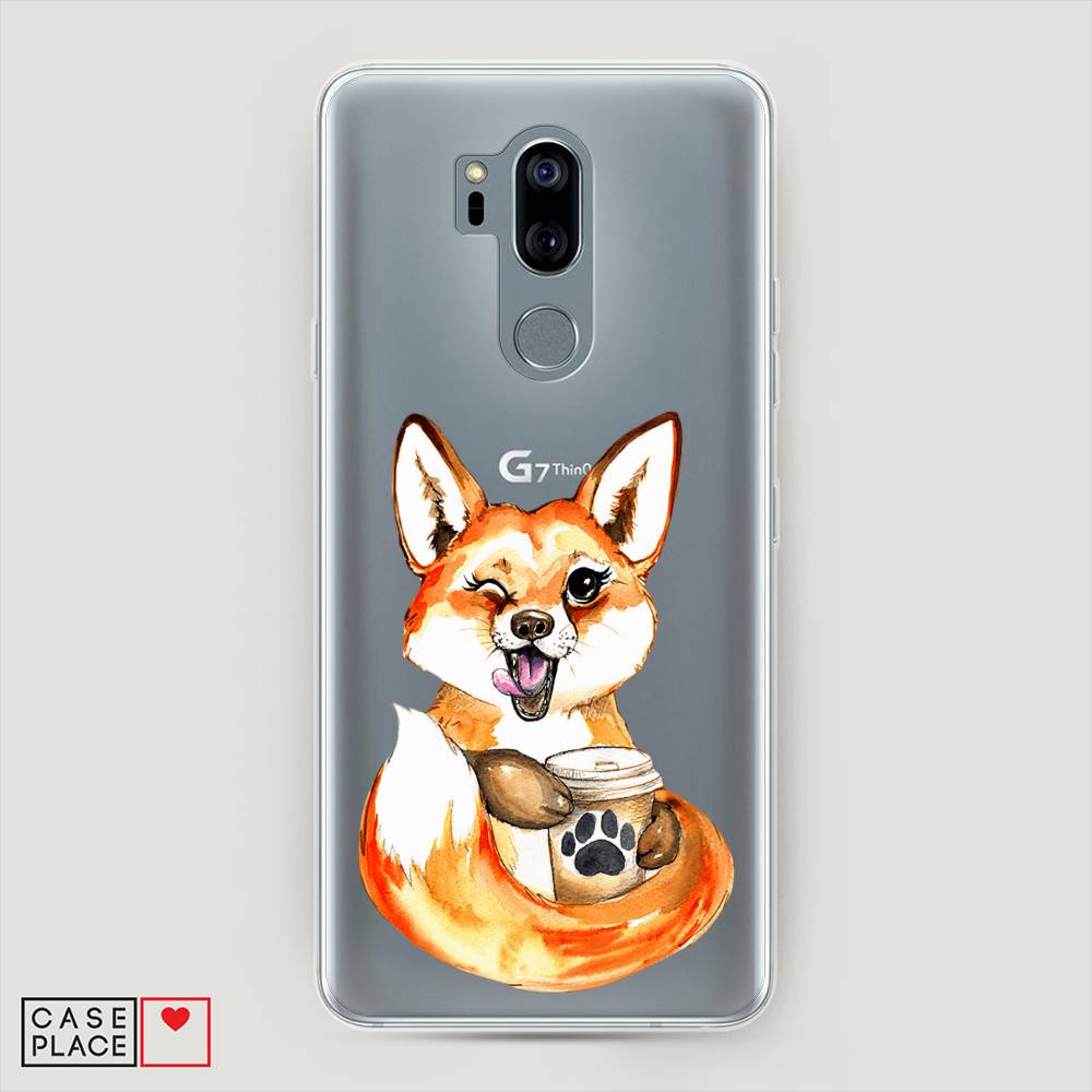 

Чехол на LG G7 ThinQ "Подмигивающая лиса с кофе", Оранжевый;белый;коричневый, 83450-4