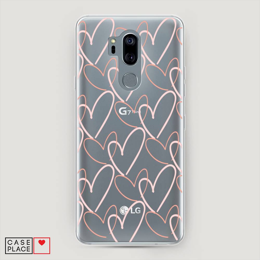 

Чехол на LG G7 ThinQ "Узор из сердечек", Розовый;бежевый, 83450-6