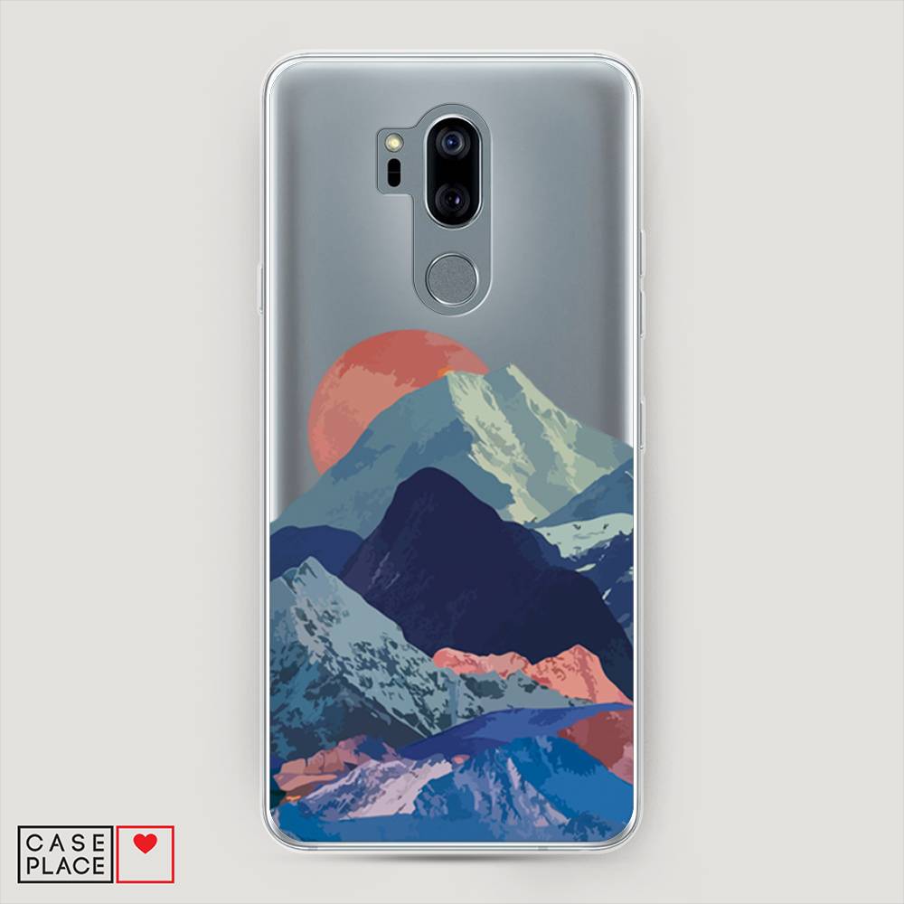 

Чехол на LG G7 ThinQ "Закат в снежных горах", Красный;серый;голубой, 83450-2