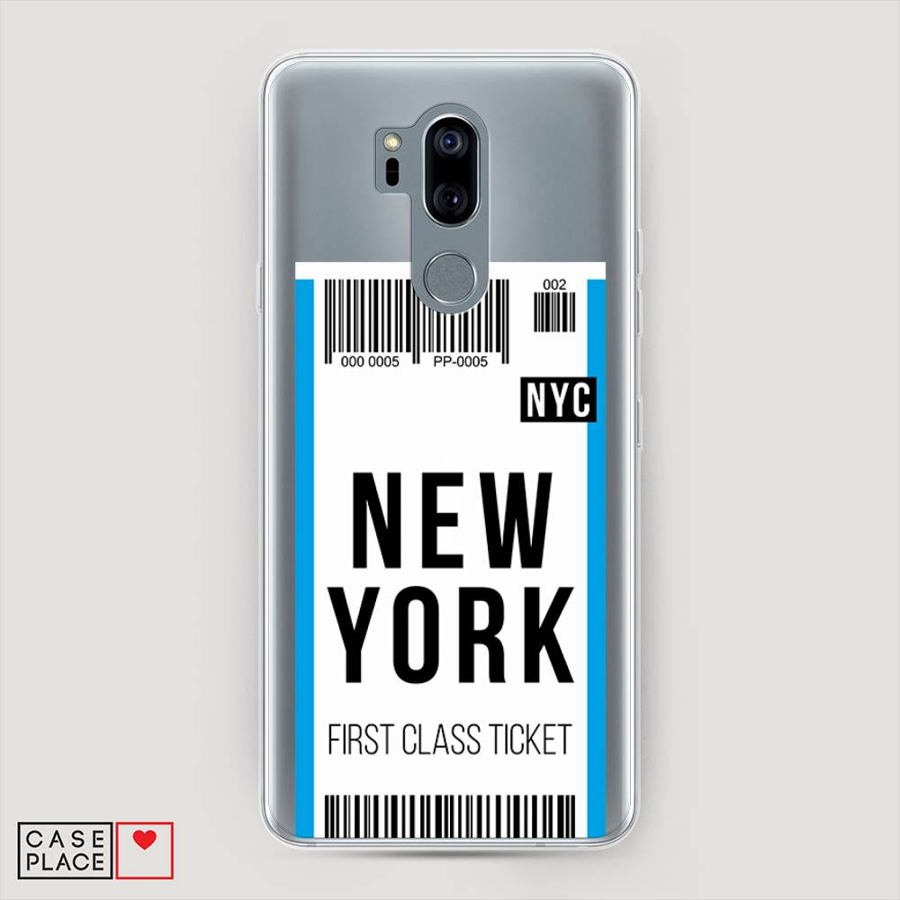 

Чехол на LG G7 ThinQ "Билет в Нью-Йорк", Белый;голубой, 83450-6