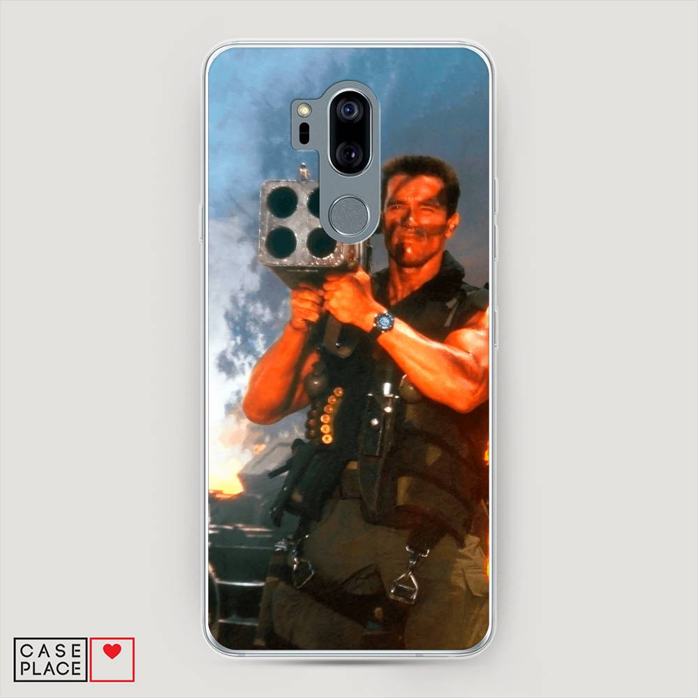 

Чехол на LG G7 ThinQ "Арнольд Шварцнеггер с базукой", Голубой;коричневый, 83450-6
