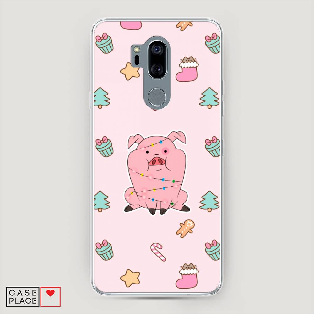 

Чехол на LG G7 ThinQ "Розовая свинка", Розовый;зеленый, 83450-5