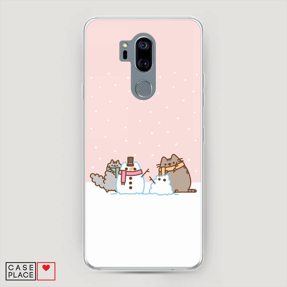 

Чехол на LG G7 ThinQ "Котики в снегу", Розовый;белый;серый, 83450-5