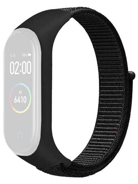 Ремешок DF для Xiaomi Mi Band 3/4/5 Nylon Black xiNylonband-01