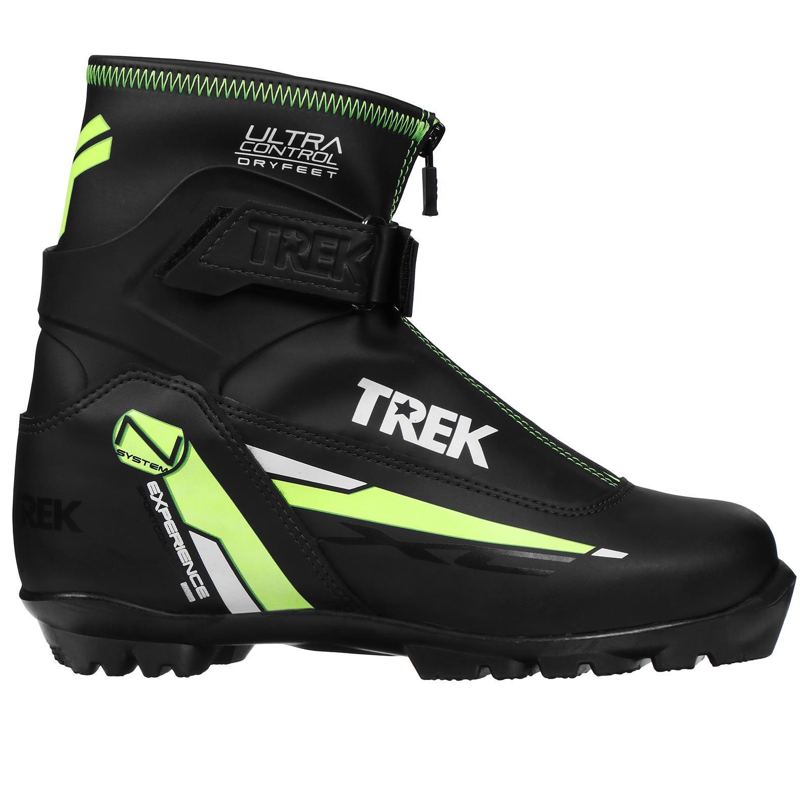 фото Ботинки лыжные nnn trek experience 1 черные/логотип зелёный неон размер ru44 eu45 см28,5
