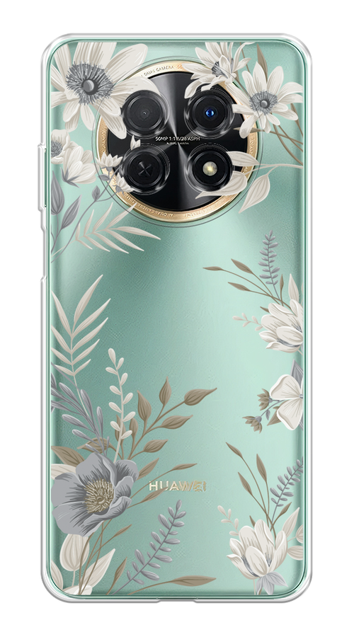 

Чехол на Huawei Nova Y91 "Цветы сепия", Серый;прозрачный;зеленый;белый, 6121650-1