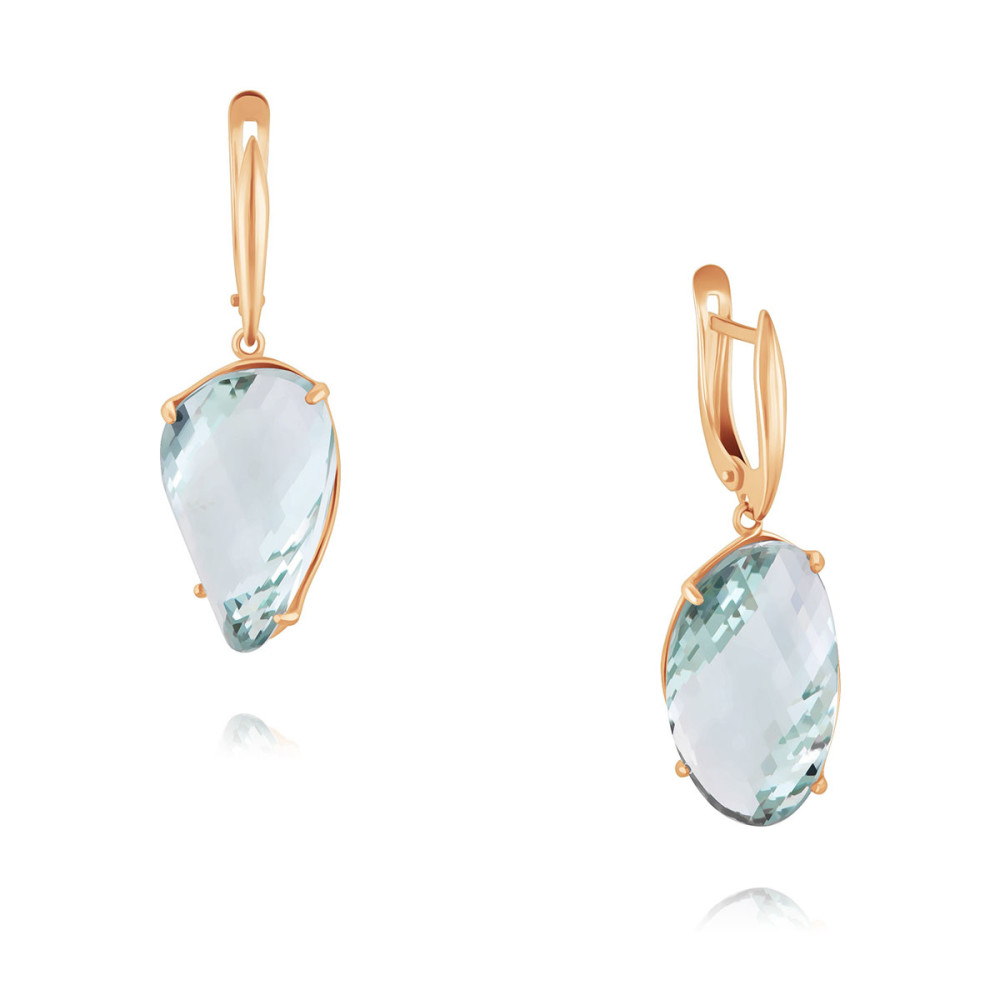

Серьги подвески из золота AdamaS 24041923/01-А50-669, празиолит, 24041923/01-А50-669