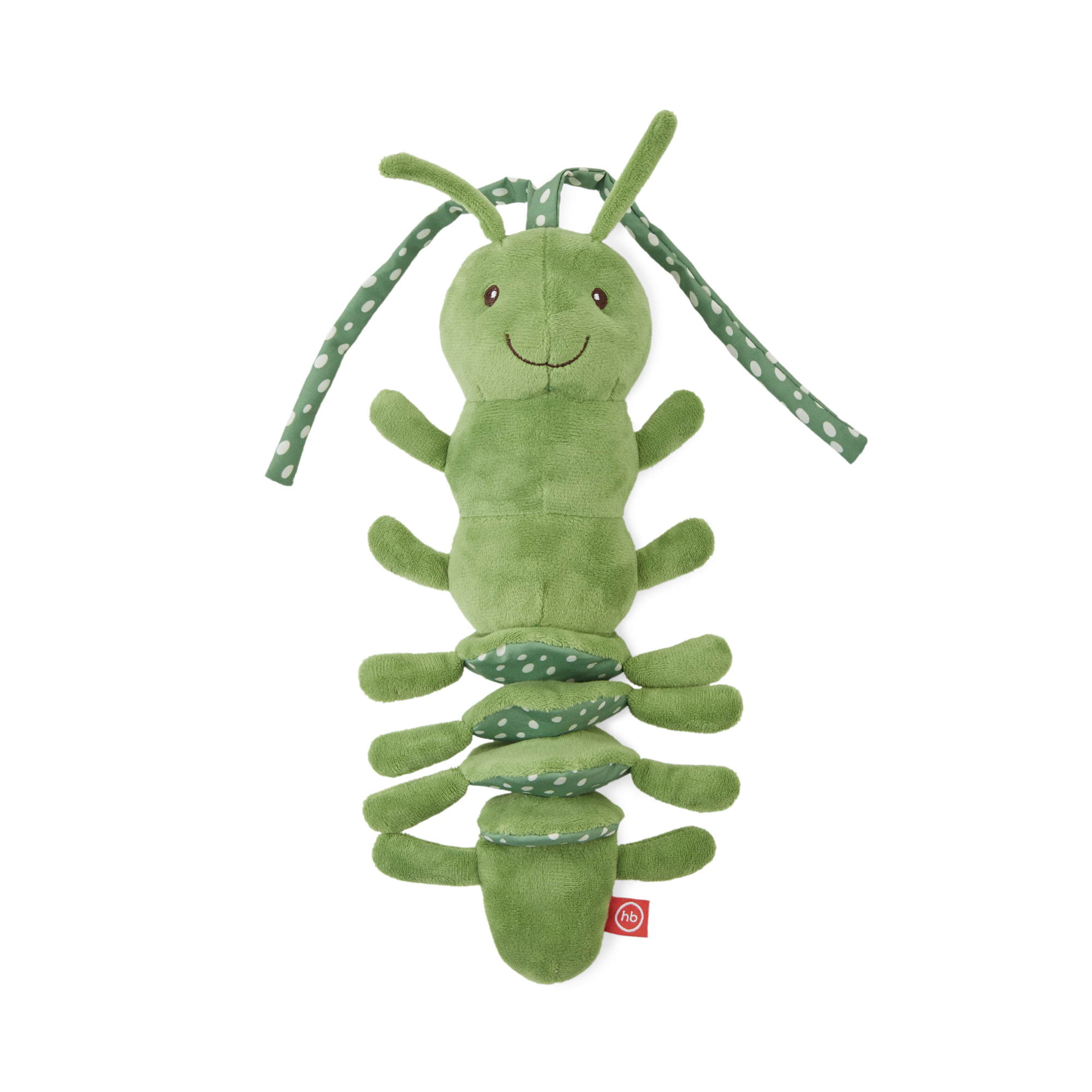 Подвесная игрушка-шуршалка для малышей Happy Baby Гусеница, растяжка с вибрацией, зеленая
