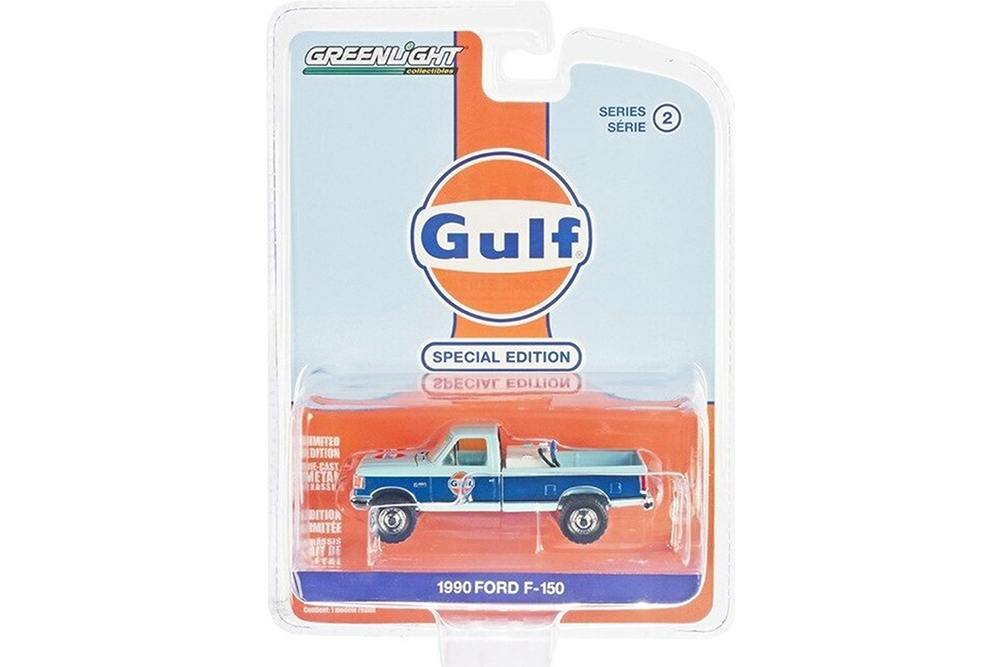 

Модель коллекционная Ford F-150 пикап с топливной цистерной "gulf oil" 1990 blue/orange, Голубой