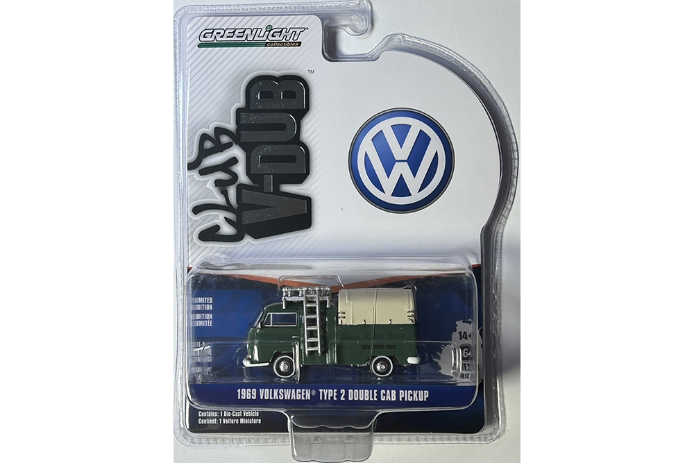 

Модель коллекционная GREENLIGHT Vw volkswagen T2 double cab пикап "doka" 1969 delta green, Зеленый