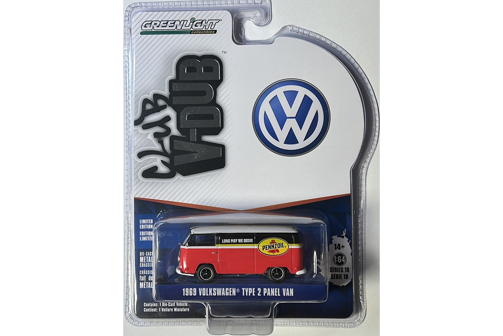 

Модель коллекционная GREENLIGHT Vw volkswagen T2 panel van "pennzoil" 1962, Красный