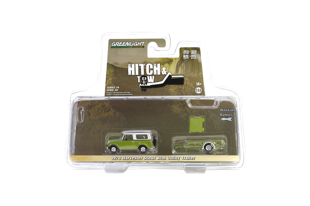 

Модель коллекционная GREENLIGHT Harvester scout с прицепом 1970 lime green metallic