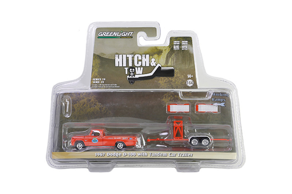 

Dodge D-100 пикап "mr. norm's grand spaulding dodge" с прицепом-автовозом 1967 orange, Оранжевый