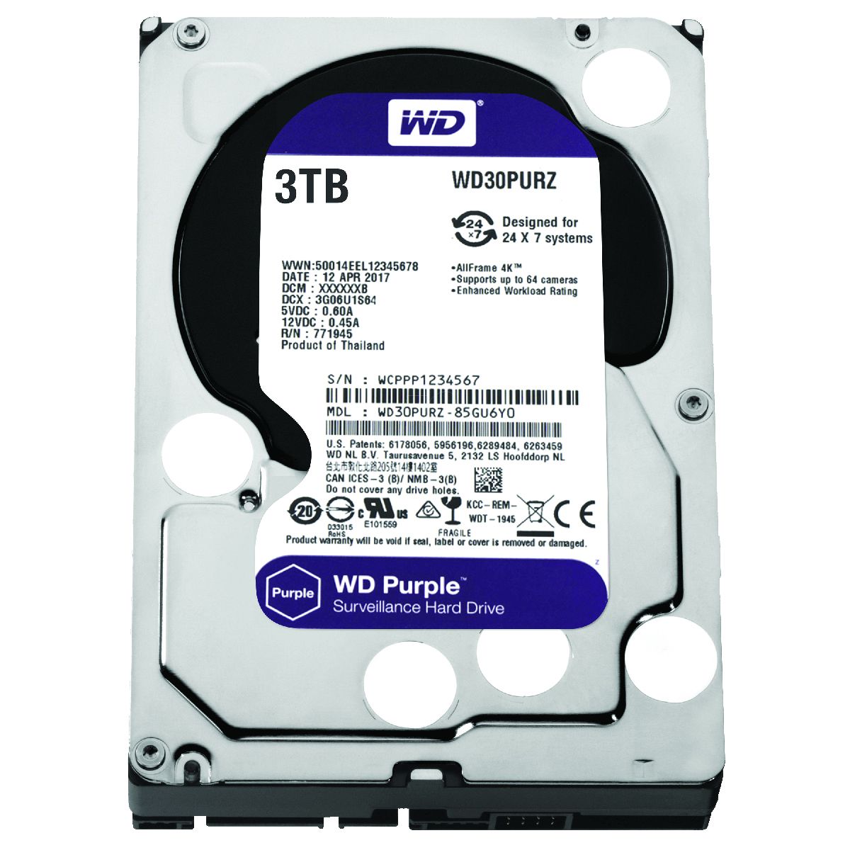 

Жесткий диск WD Purple 3ТБ (WD30PURZ), Purple