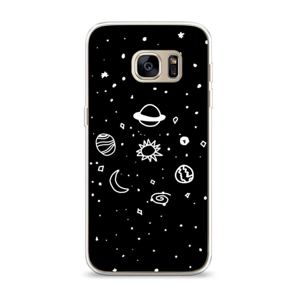 

Чехол на Samsung Galaxy S7 "Дудл солнечной системы", Бежевый;серый, 24550-2