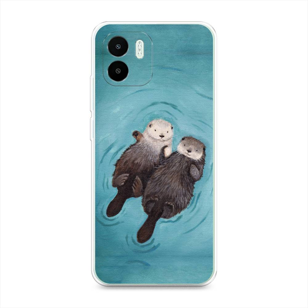 

Чехол Awog на Redmi A1 / Редми A1 "Парочка бобров", Голубой