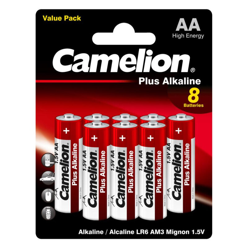 

Батарейки Camelion Plus Alkaline BL8 AA/LR6 (LR6-BP5+3) 8шт/уп