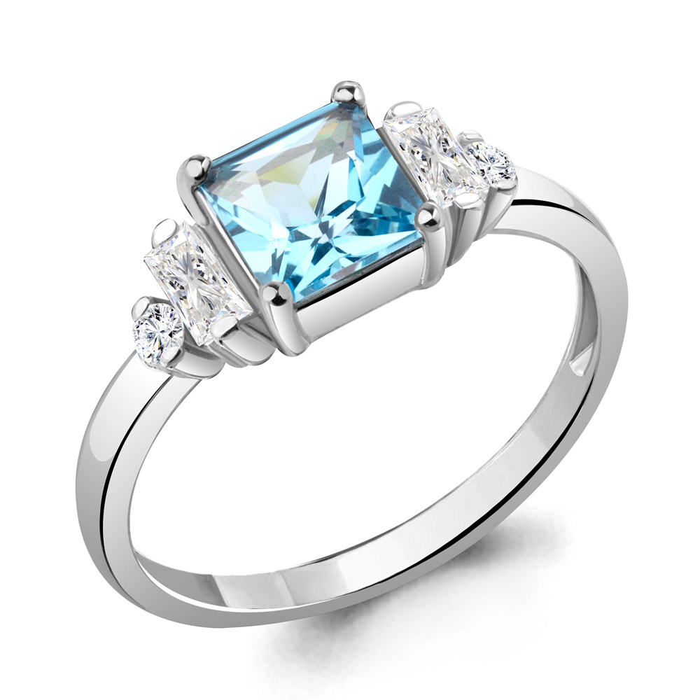 

Кольцо из серебра с топазом\фианитом Aquamarine Aquamarine 6726705А_925_р р. 18,5, 6726705А_925_р