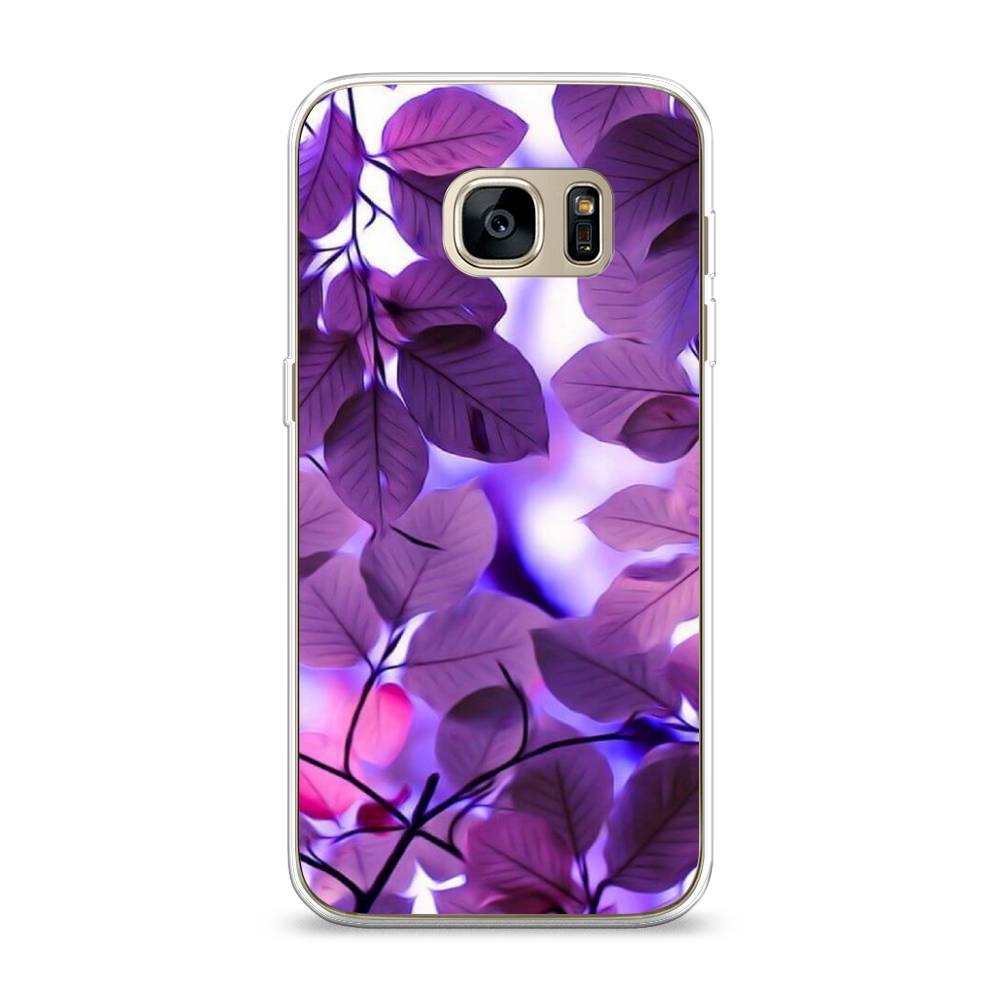 

Чехол на Samsung Galaxy S7 "Сиреневые листики", Фиолетовый;голубой, 24550-2