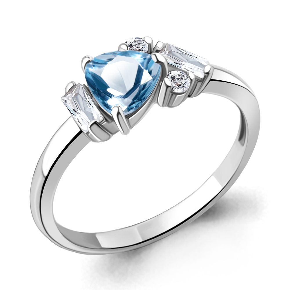 

Кольцо из серебра с топазом\фианитом Aquamarine Aquamarine 6726605А_925_р р, 6726605А_925_р