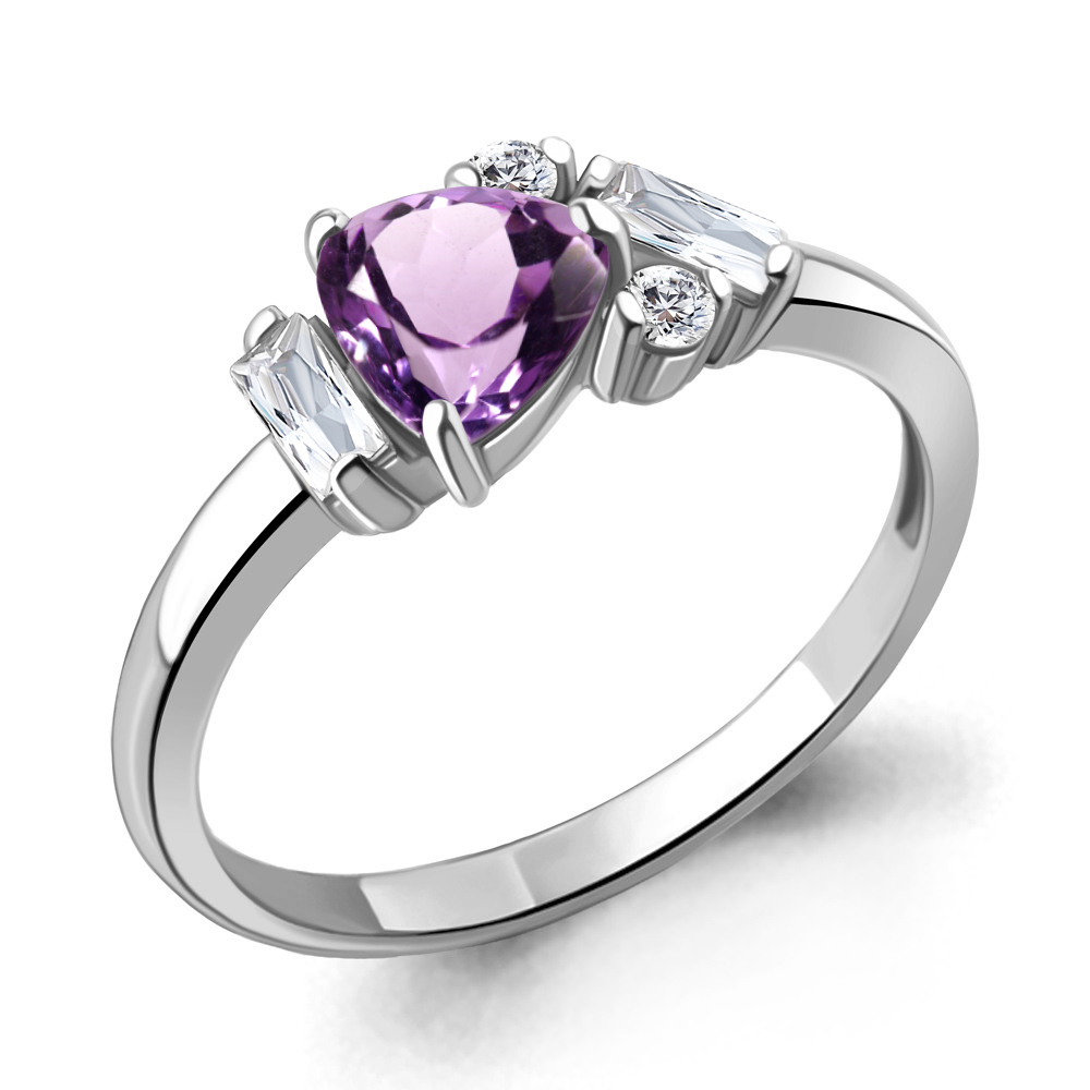 

Кольцо из серебра с аметистом\фианитом Aquamarine Aquamarine 6726604А_925_р р, 6726604А_925_р
